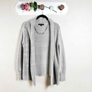 Banana Republic Open Front Textured Cardigan Side Faux Leather Zip Sweater Sz XS